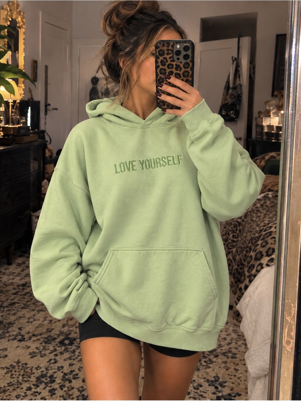 Yourstruly x Phora Love Yourself Mint Green Hoodie Size L